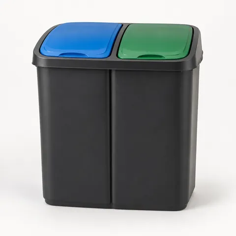 Dual-compartment recycling bins